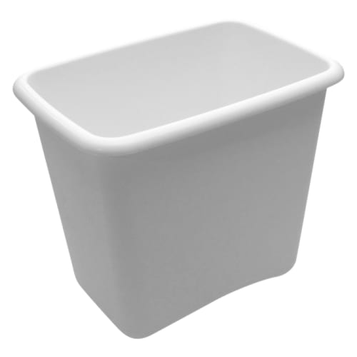 Rectangular Plastic 8 Quart Wastebasket, White